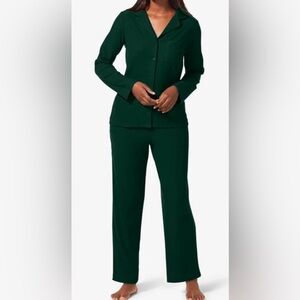 Tommy John Women's Brushed Rib Long Sleeve Pajama Set -XL (Pine Grove)